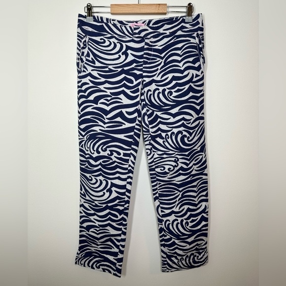 Lilly Pulitzer Elaine Cropped Pants Jacquard Bright Navy Size 4 - Picture 1 of 8